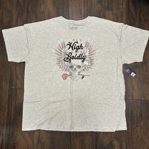 Fly High Live Boldly Skull Rose Graphic Women’s XL Tshirt NWOT